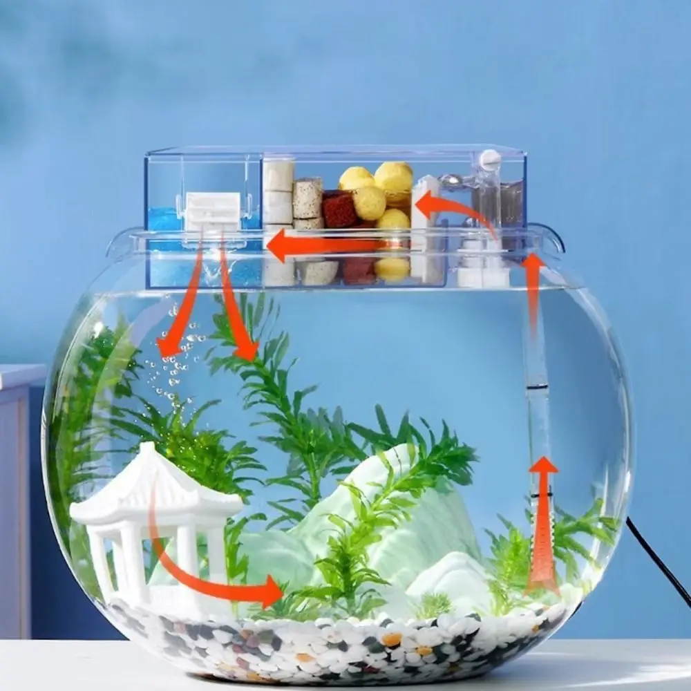 Wall Mounted Waterfall Filter Box Transparent Silent Round Fish Tank Filter Detachable Plastic Semi-circular Filter Box Aquarium