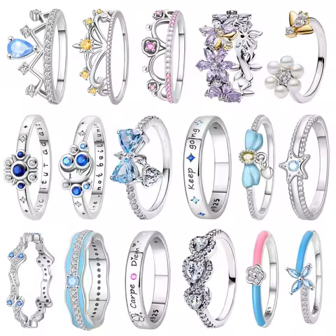 Luxury Original 925 Sterling Silver Heart-shaped Bow Flower Ring fit Women's High-end Jewelry Parties Valentine's Day Gifts