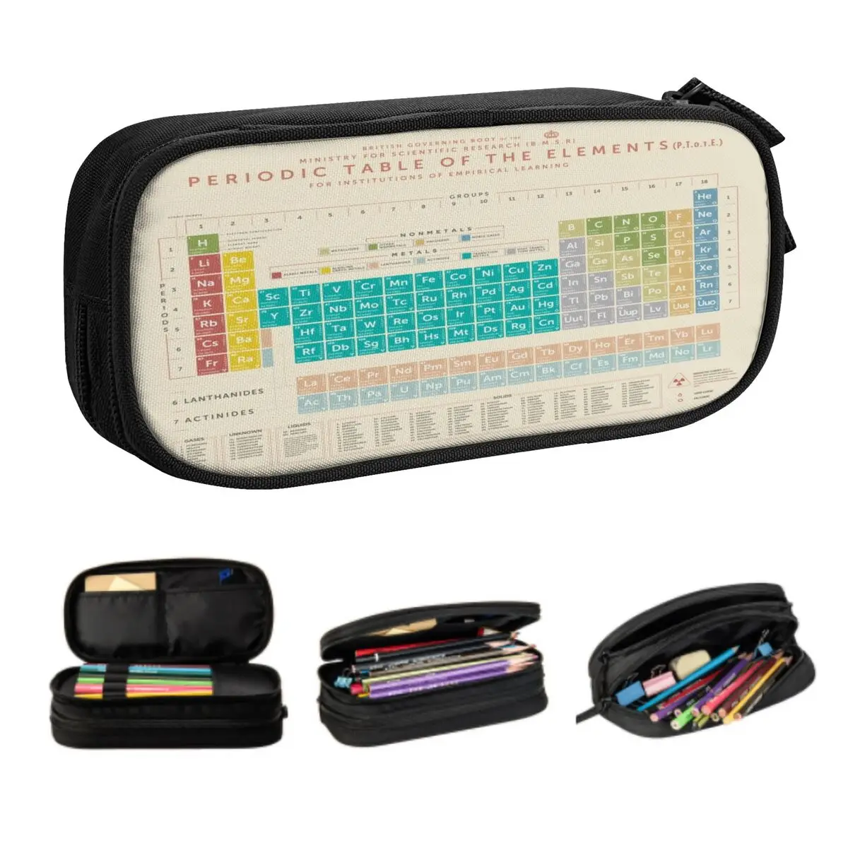 Custom Elements Periodic Table Pencil Case for Girl Boy Large Storage Science Chemistry Chemical Pen Bag Box Stationery