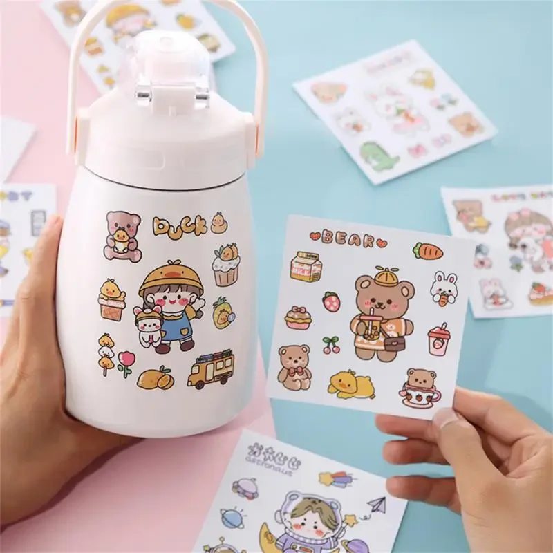 5PCS Cartoon Bear Sticker Korean Style Glass Window Decal Cute Laptop Car Water Bottle Decor for Scraping Book Decoration