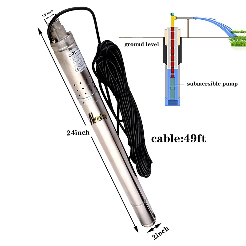 

50mm submersible deep water well pump stainless steel 50m deep well pump for drink water mini 2 inch submersible pump well