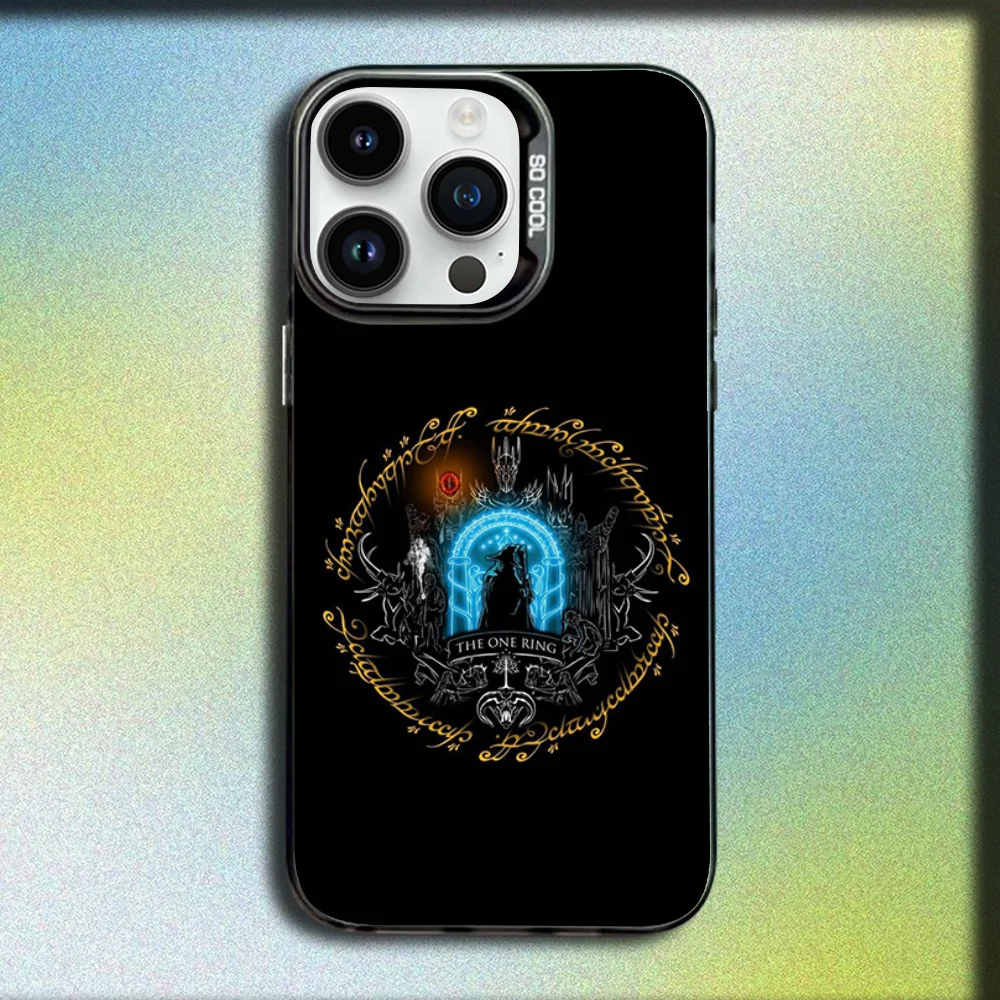 Casing Ponsel Peta Lord Of The R-ring untuk iPhone 16,15,14,13,12,11,Mini,Pro,SE,MAX Sampul Hitam Silikon Matte Abu-abu