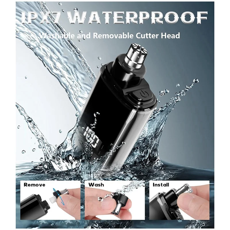 UNCL Nasenhaarschneider für Männer, Nasen-Ohrhaarschneider, tragbare digitale Anzeige, Ohr-Nasen-Haarschneidemaschine, wiederaufladbarer Haarschneider