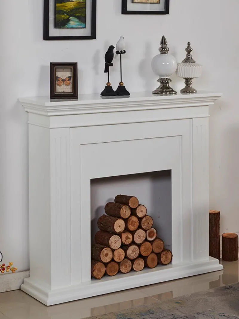 Customized American Small Apartment Living Room Fireplace Cabinet Simulation Furnace Decorative Cabinet Modern Simple Solid Wood