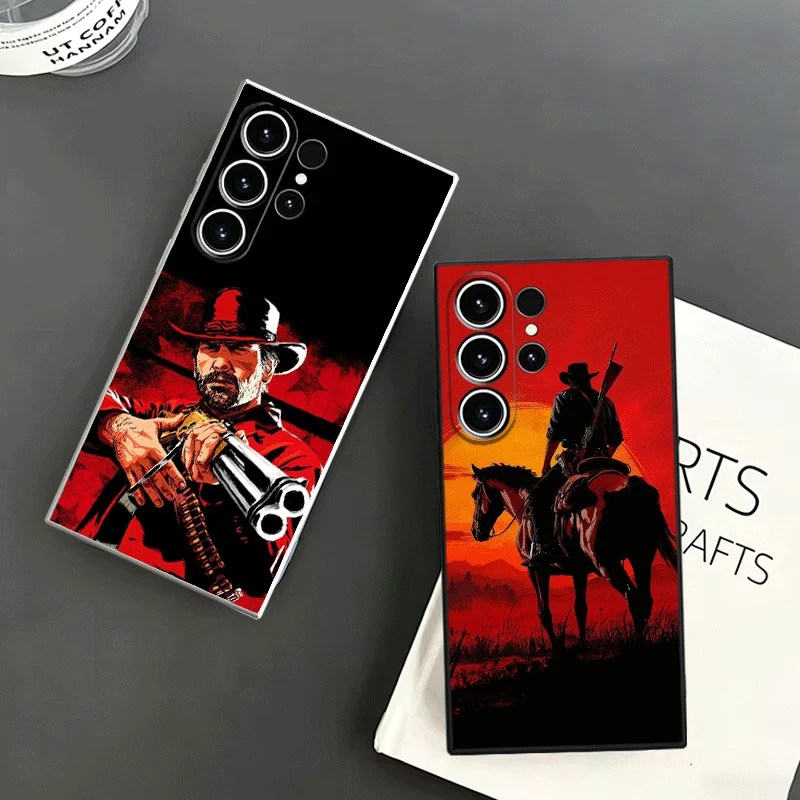 Coque de téléphone souple Red Dead Redemption pour Samsung S24 S25 S26 Ultra S23 S22 Plus S21 S20 FE Edge + Housse de couple noir et blanc