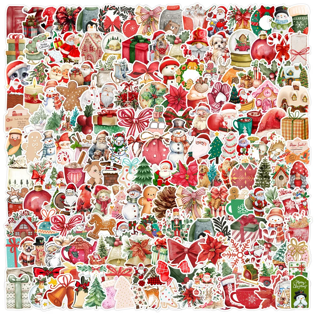 Рождественская наклейка в стиле граффити (100/200 шт.) Водонепроницаемые наклейки для чехлов для телефонов Бутылки с водой Рождественская BulingBulingStickers Store