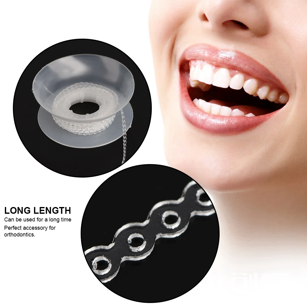 

2Pcs Dental Orthodontics Rotate Design Teeth Correct Rubber Band Spool Elastic HeatCuring Ultra Continuous Chains Tooth Traction