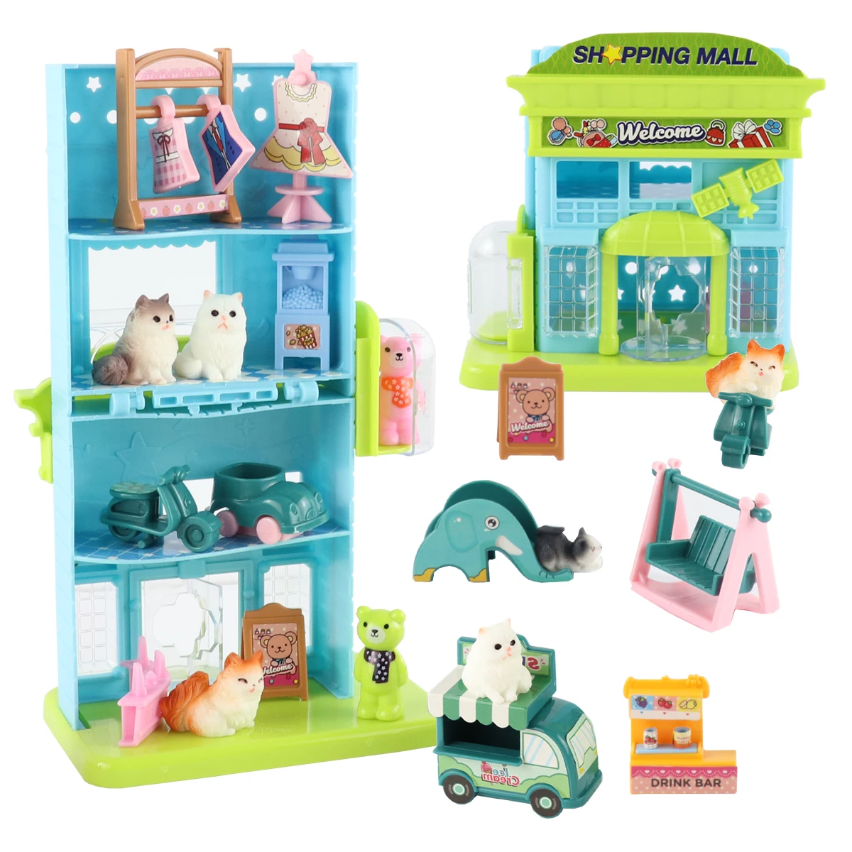 Doen Alsof Speelgoed Schattige Kat Huisdier Familie Speelgoed Mini Mode Kat Hond Supermarkt Spelen Huis Speelgoed Kat Pop Set Kerst Decoratie Nieuw