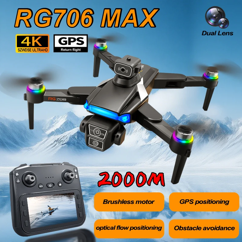 RG706 MAX GPS Drone 4K Professionale HD Doppia Fotocamera 5G Wifi 360 °   Giocattolo drone RC Quadcopter pieghevole senza spazzole FPV per evitare ostacoli