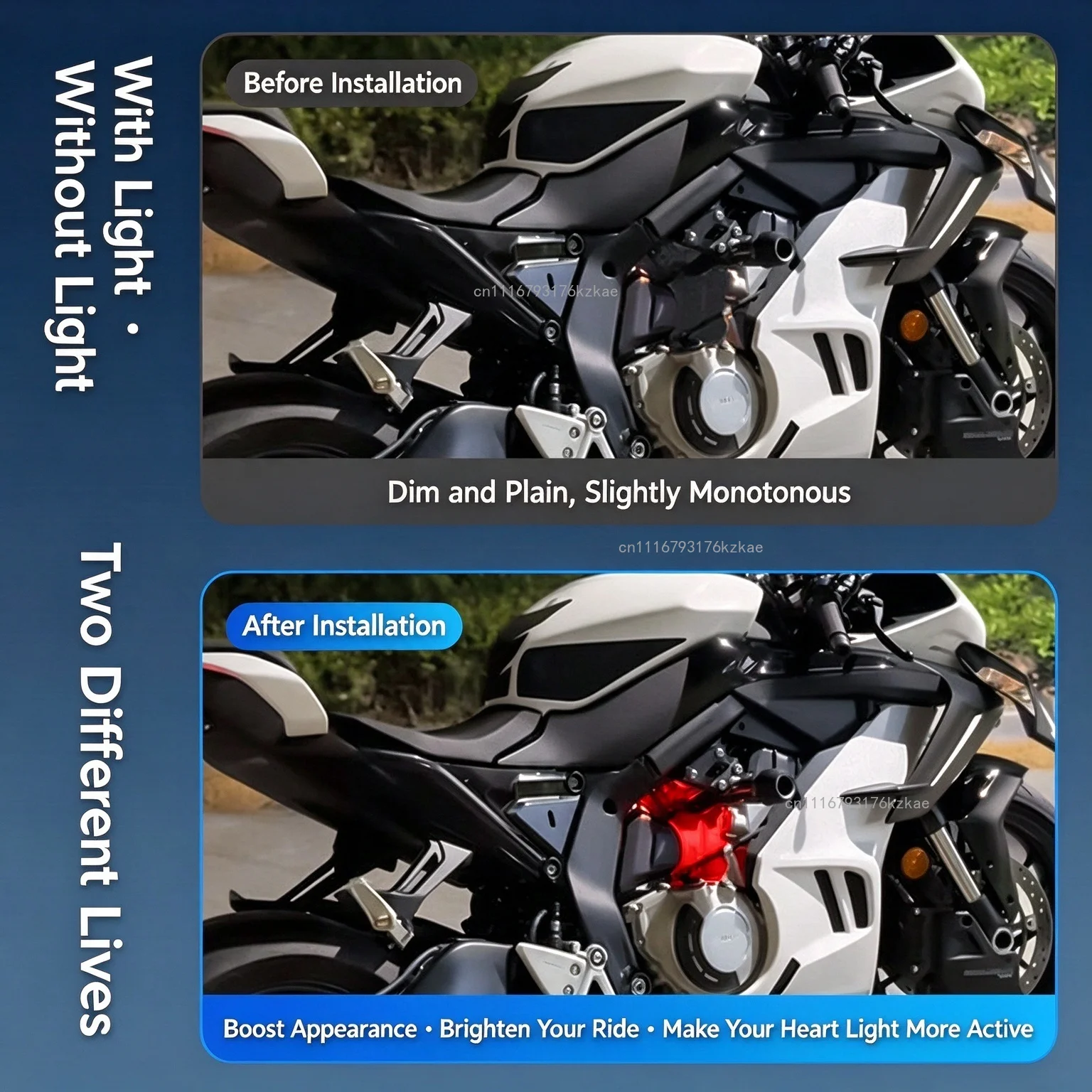 For CFMOTO CF675SR 450SR 675NK engine heart lights - ice blue and red atmosphere lights decoration accessory