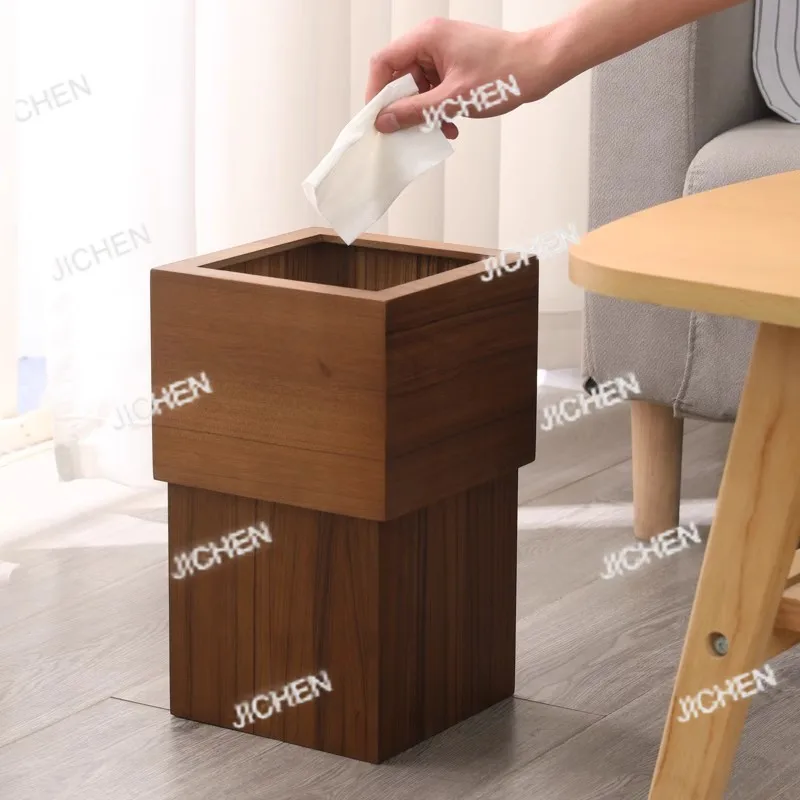 

JC Деревянный квадратный мусорный бак цвета черного ореха Корзина для бумаги из цельного дерева Бытовая гостиная Спальня Офис Хранение мусора баcke