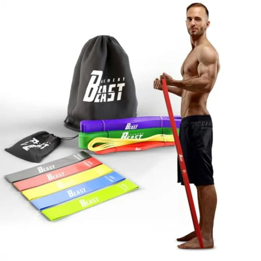 

Эспандеры для мужчин — набор из 10 штук — длительные ленты для упражнений, сопротивление для домашних тренировок, физиотерапии и силовых тренировок