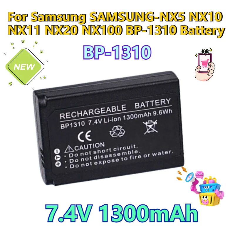 

7.4V 1300mAh Camera Batteries for Samsung SAMSUNG-NX5 NX10 NX11 NX20 NX100 BP-1310 Battery