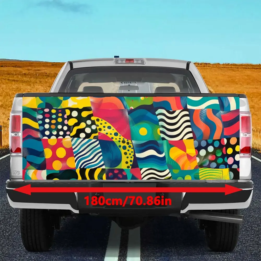 Colorful Trippy Lattice Pattern Car Tail Trunk Protect Vinly Decal Auto Accessories Hood Decoration Sticker for Off-road Pickup