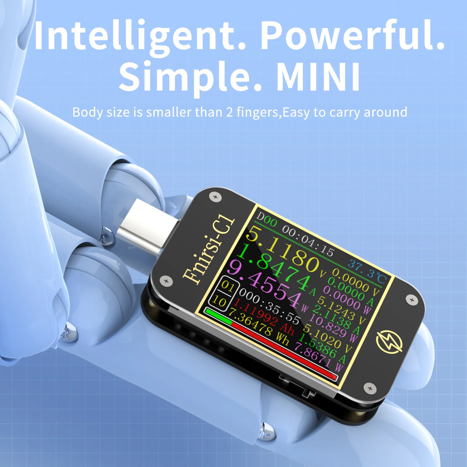 FNIRSI-C1 Typ-C PD Trigger USB-C Voltmeter Amperemeter Schnellladeprotokolltest Typ-C-Messgerät Power Bank-Tester mit PC-Software