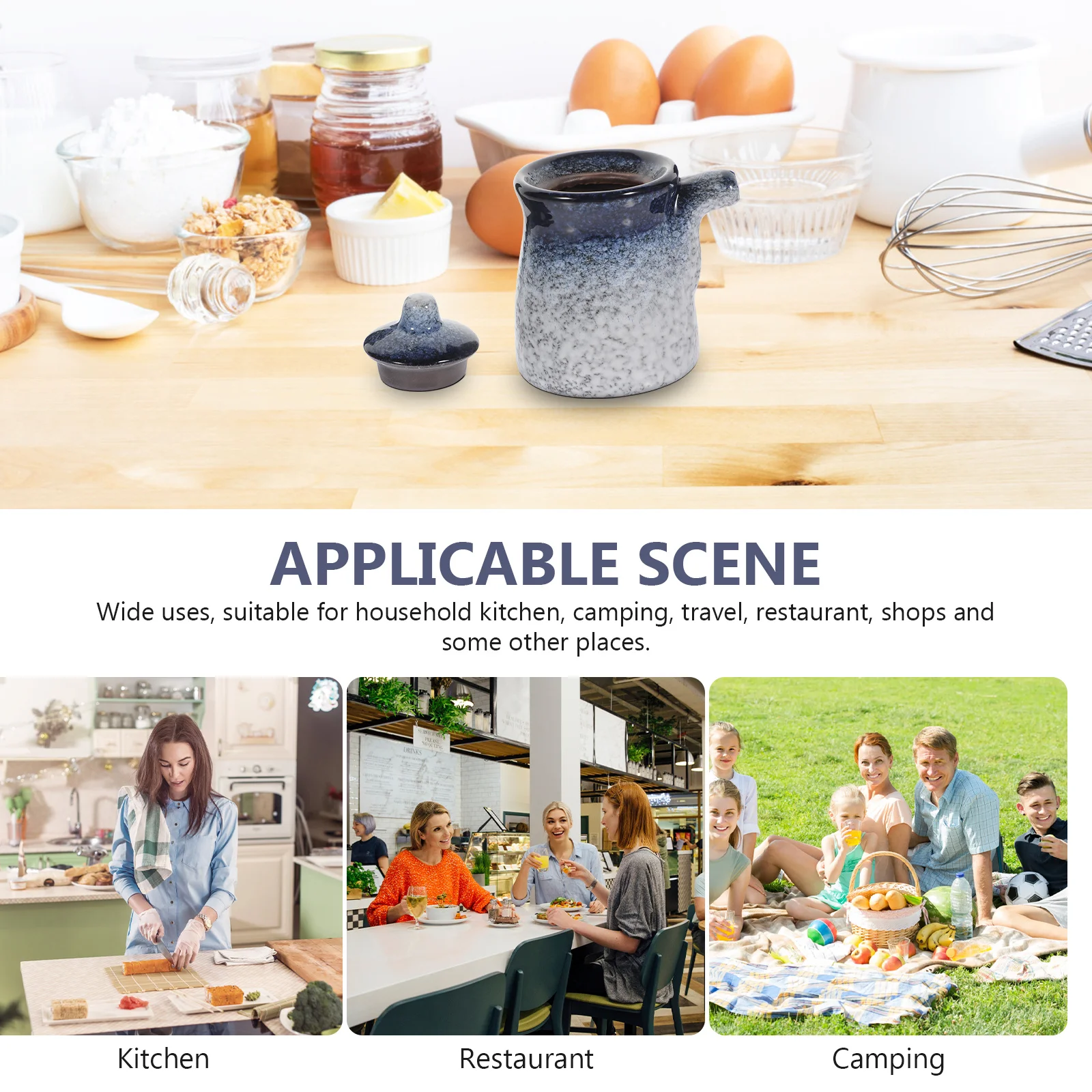 

Unique Ceramic Japanese Soy Sauce Dispenser Retro Style Condiment Jar Safety Freshness Convenient Cooking Sauce Dispenser