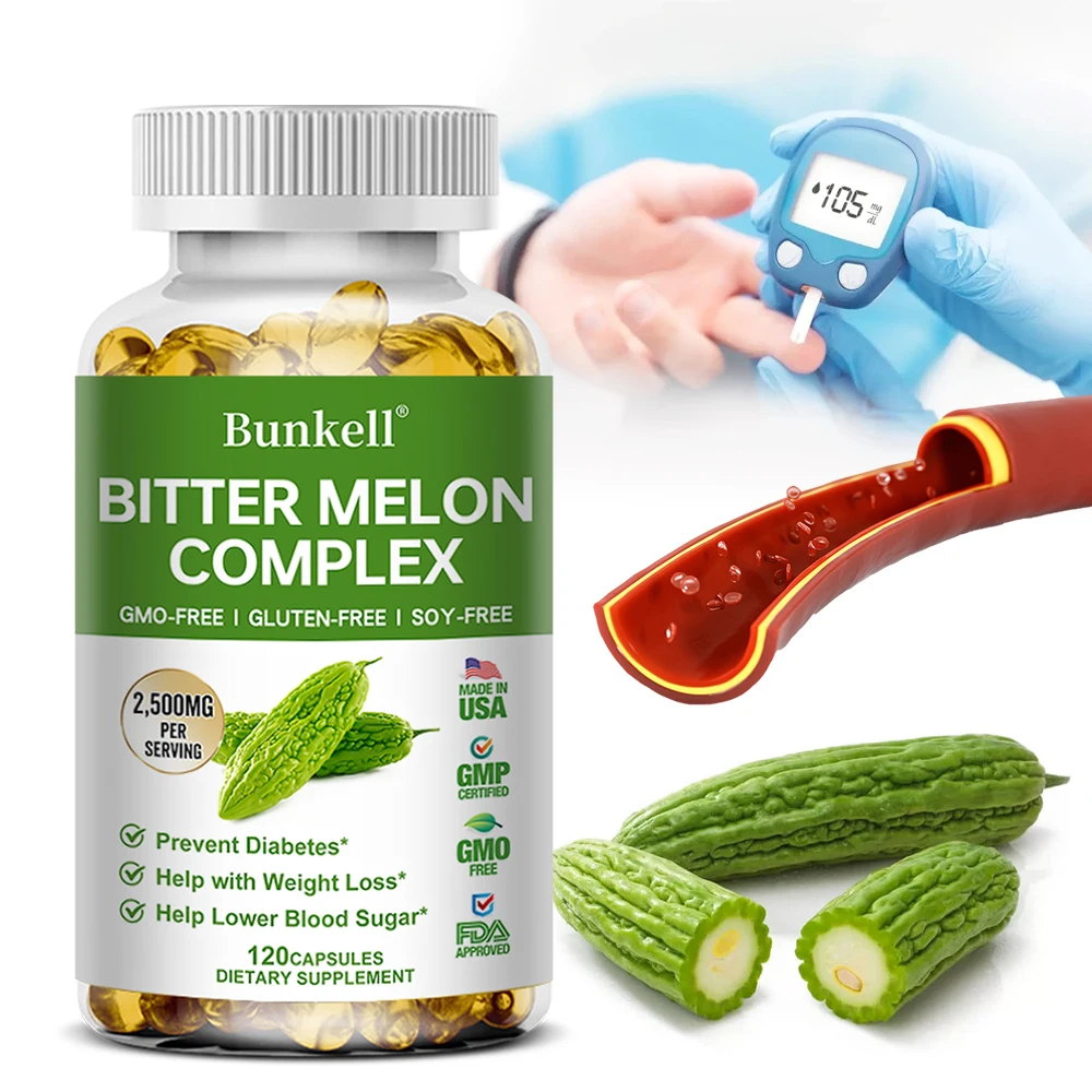 Bitter Melon Capsules Stabilizes Blood Sugar Supports Diabetes Hypertension & Cardiovascular Health Digestion Glucose Metabolism