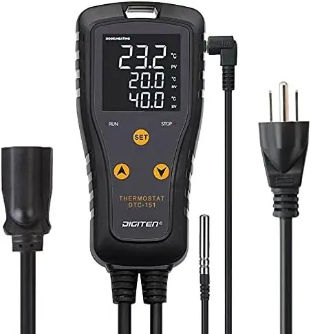 

Plug-in Thermostat for Cooling Heating, Temperature Controller Outlet Greenhouse Germination Incubation Homebrewing
