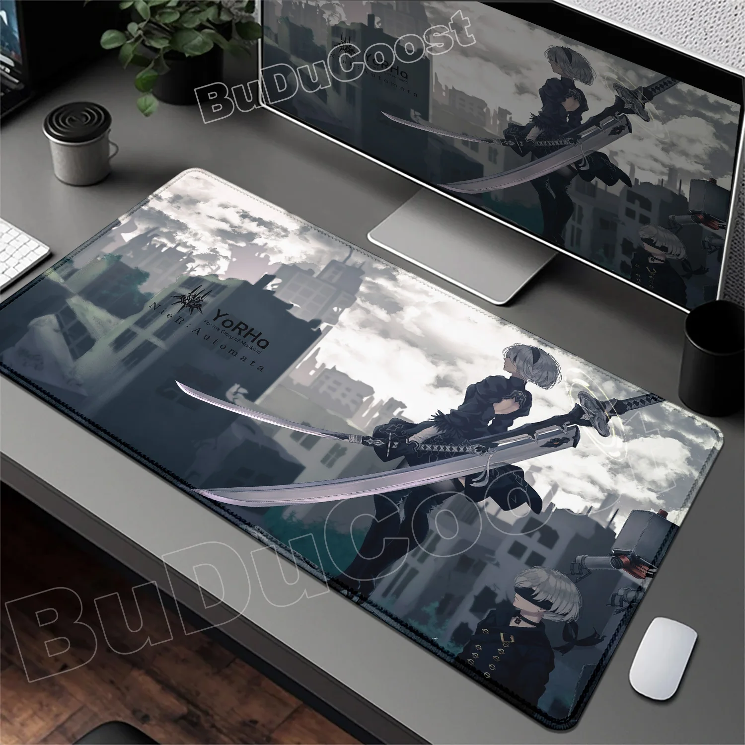 Podkładka pod mysz E-sport Pretty NieR:Automata 2B Duża Gumowa Podkładka na Stół Podkładka pod Mysz do Gier PC Mata na Biurko pod Laptopa Antypoślizgowa Podkładka pod Klawiaturę Komputerową — zdjęcie produktu 3