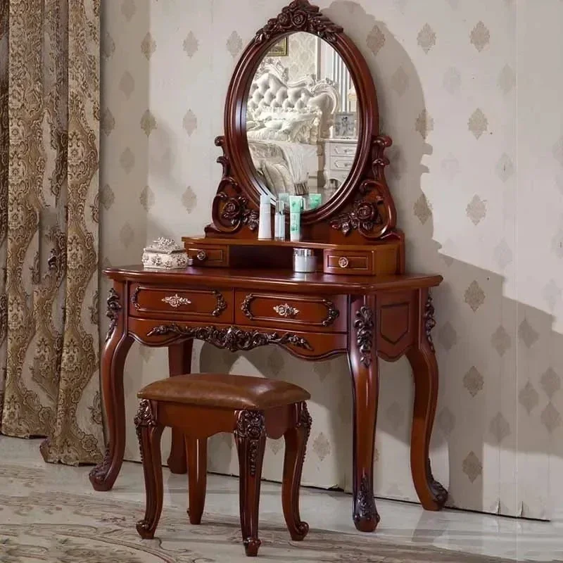 Stool Girl Dresser Eithe Drawers Bedroom Brown Hotel Storage Dressing Table Mirror Makeup Small Comoda Pra Quarto Furniture