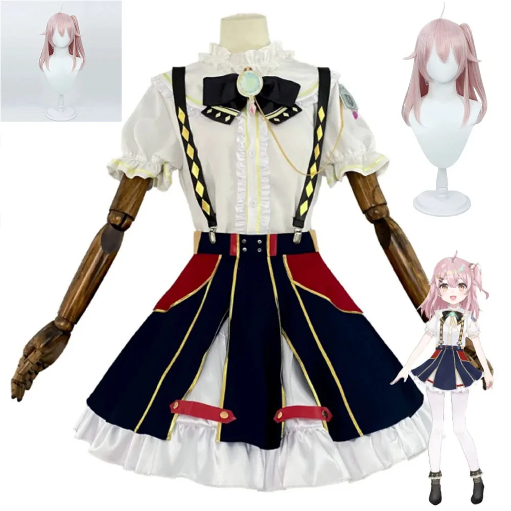 

Аниме виртуальный YouTuber Ace таффи косплей костюм VTuber британский стиль школьная форма рубашка платье на бретелях парик милый карнавальный костюм