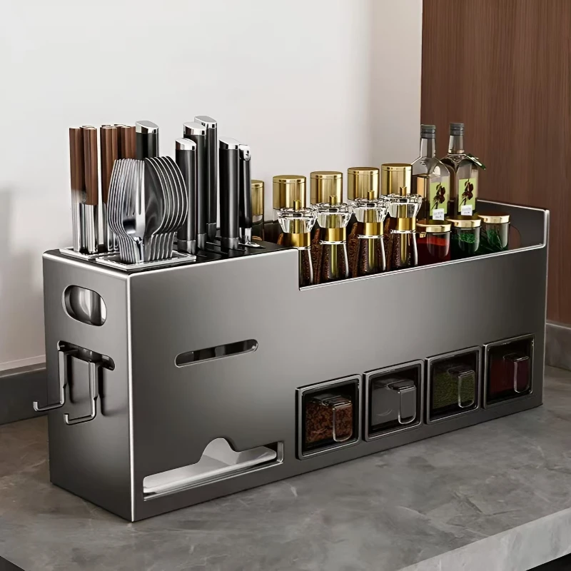 

Stainless steel household wall-mounted seasoning chopsticks knife holder supplies Daquan storage rack