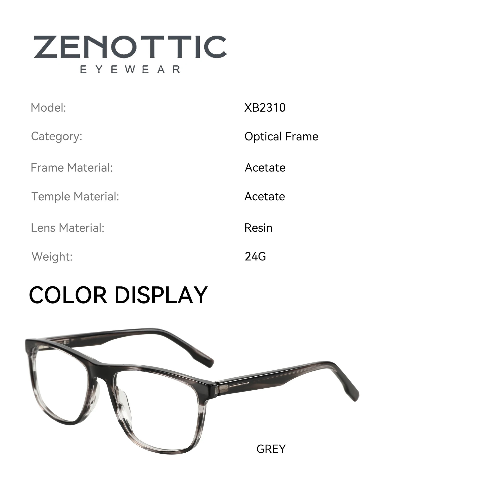 ZENOTTIC New Stylish Square Glasses Fashion Eyewear Acetate Non-Prescription Eyeglasses for Men Optical Glasses Frame