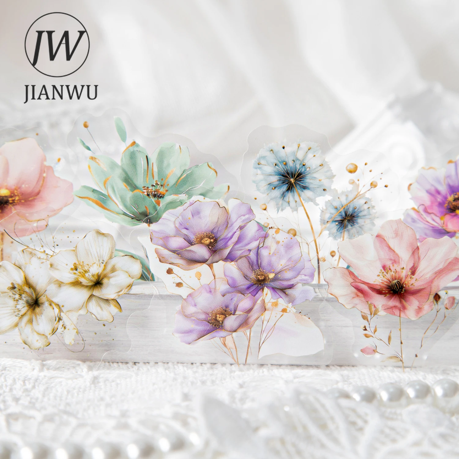 JIANWU Flower Story Series Vintage Watercolor Landscape Material Collage PET Sticker Creative DIY Journal Scrapbook Stationery