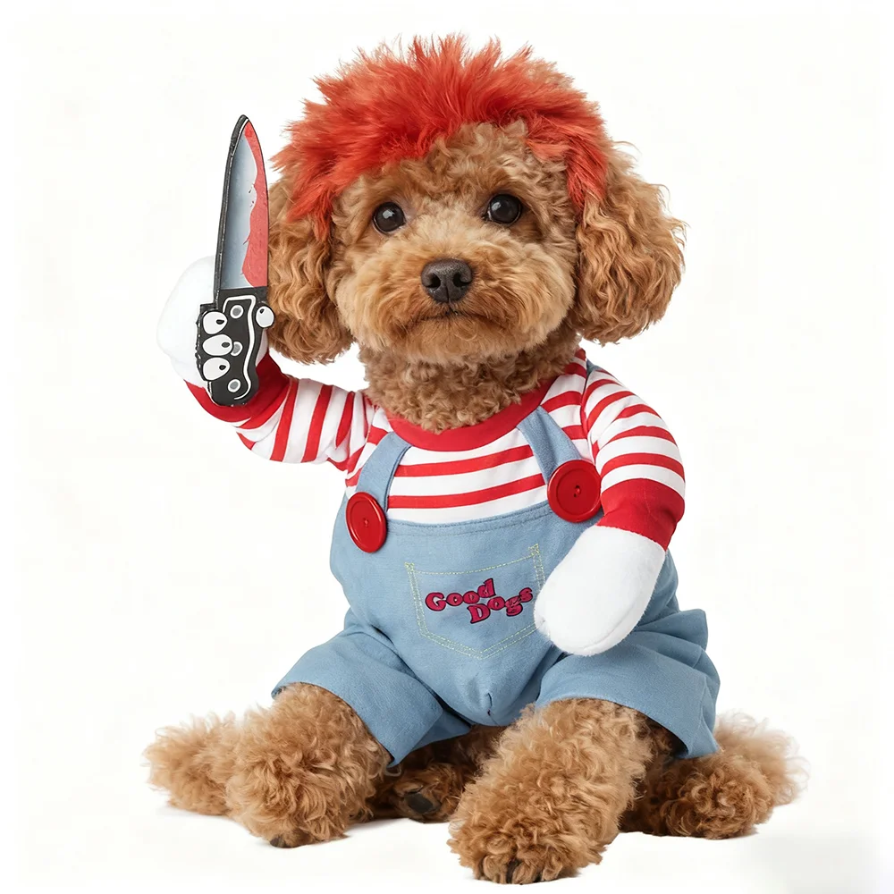 

Pet Deadly Doll Dog & Cat Cosplay Costume for Small & Medium Pets - Adjustable Halloween & Christmas Dog Costume
