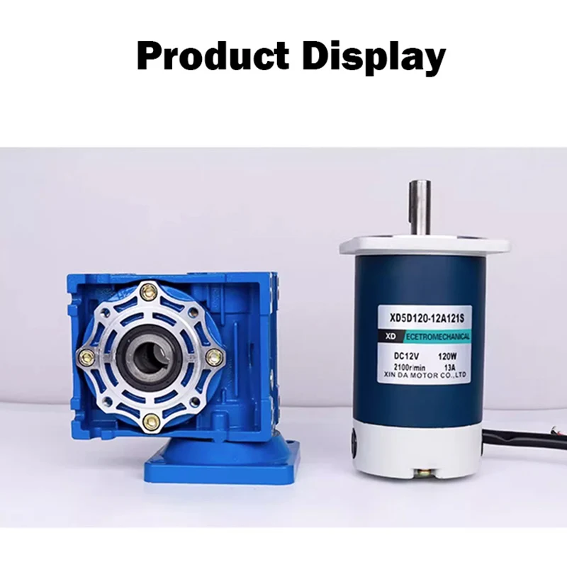 12V/24V Worm Reducer Motor DC Deceleration Motor 120W High Torque RV40 Speed Regulating Motor Brush DC Motor NMRV40