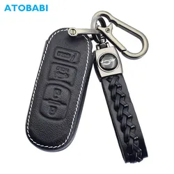 Leather Car Key Case Keychain Smart Keyless Remote Control Fobs Protector Cover For Mazda 3 6 CX-5 CX5 CX-7 CX7 CX-9 MX-5 MIATA
