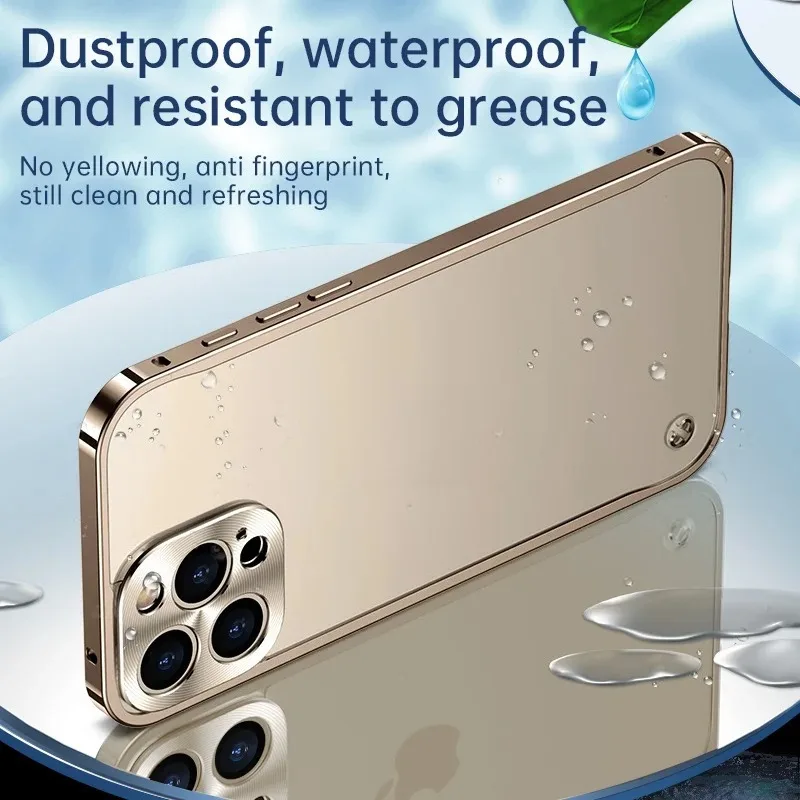 Metalowa aluminiowa ramka do etui Magsafe dla iPhone 16 15 14 13 12 11 Pro Max Plus Mini z magnetyczną matową przezroczystą tylną obudową z PC — zdjęcie produktu 4