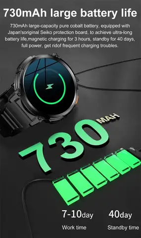 K66 Smartklocka Herr Bluetooth-samtal 1,85 tum 128 MB minne 730 mAh batteri Puls Blodtryck Utomhussport Ficklampa Smartklocka 10 best sales dk66 - №6