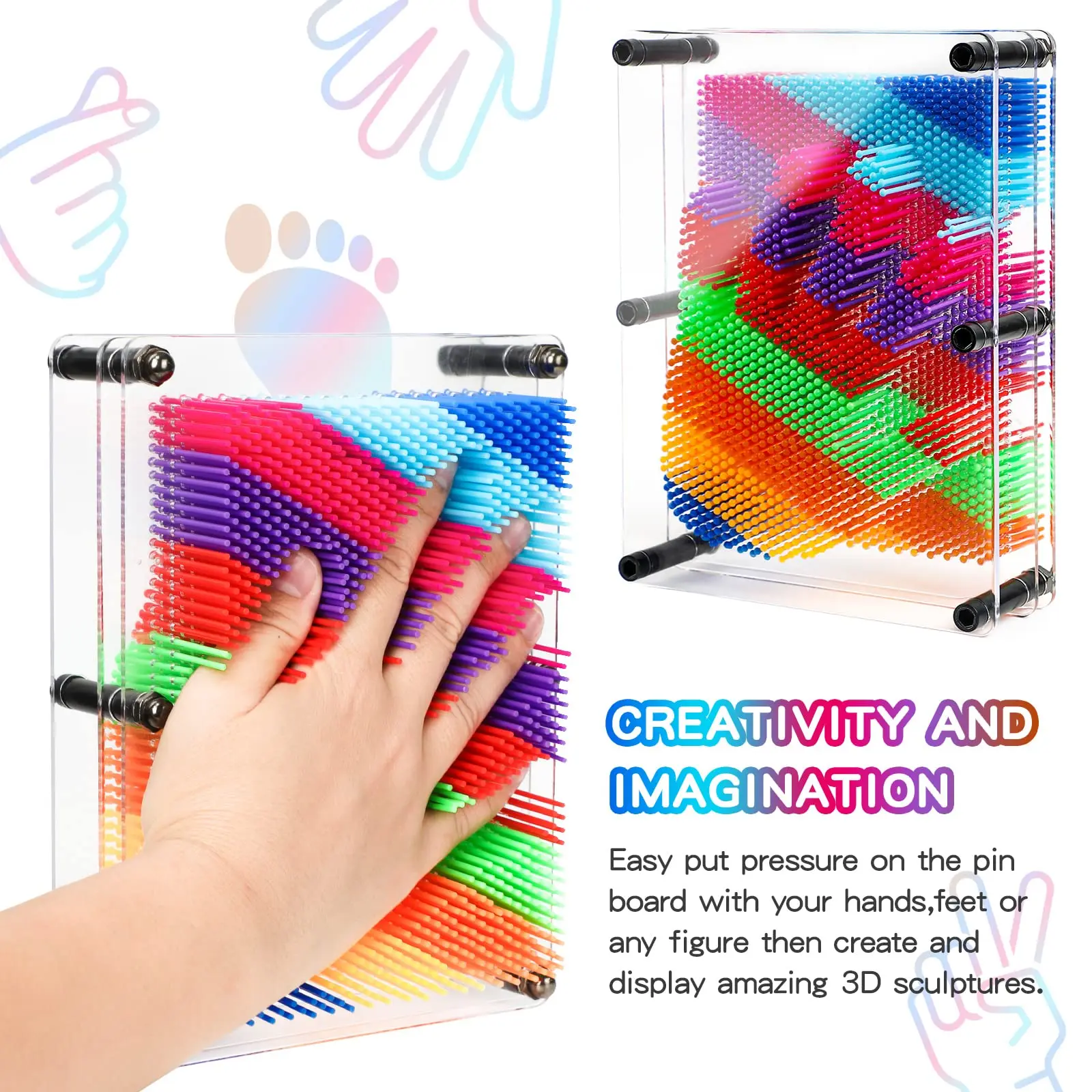 

3D Clone Metal Pin Antistress Art Clone Hand Shape Model kid Toys Pinscreen Needle Board Sculptures Painting Carving Pinart Gift