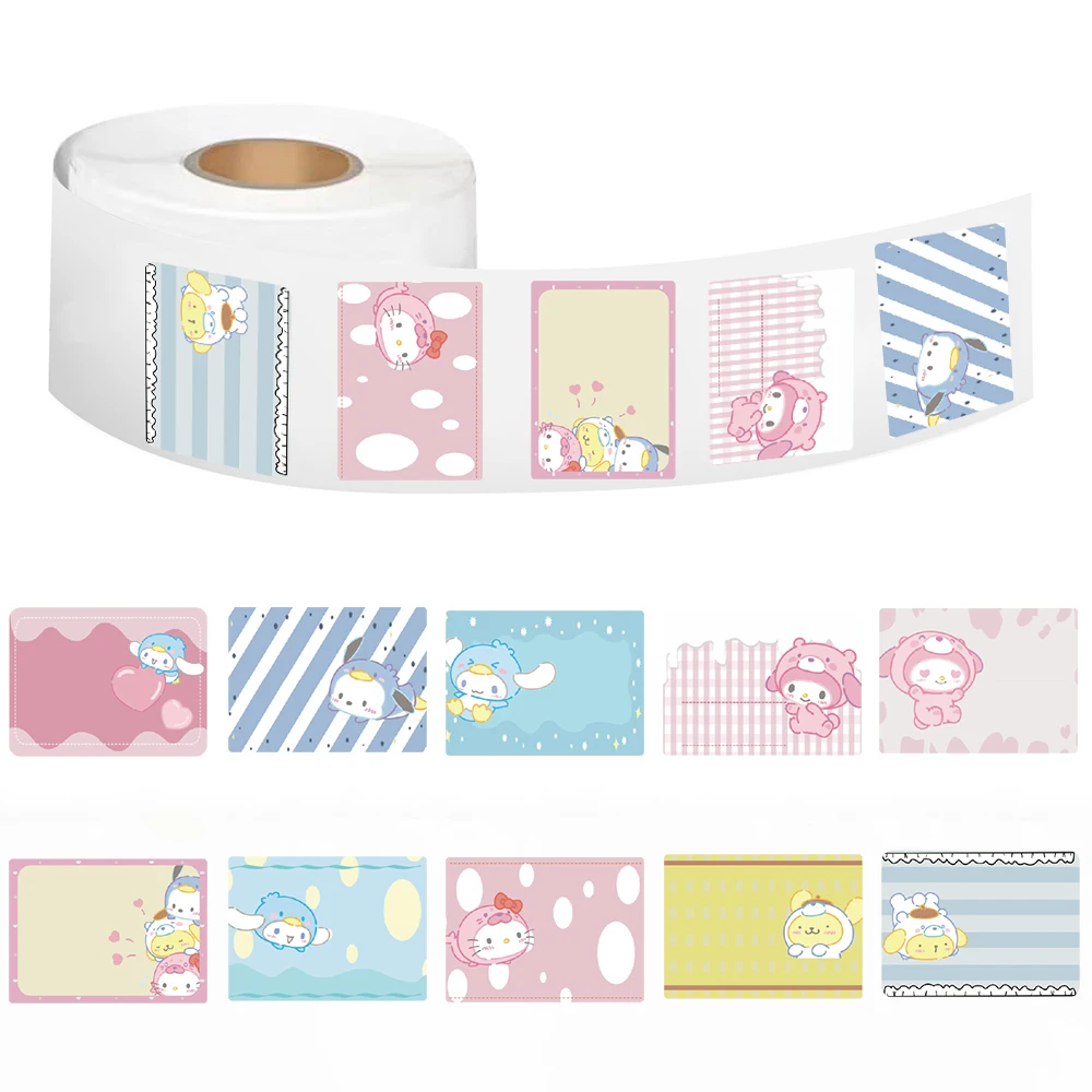 500 Uds lindo nombre de Sanrio rollo pegatina cuaderno monopatín café portátil equipaje bicicleta coche teléfono mochila calcomanía estética