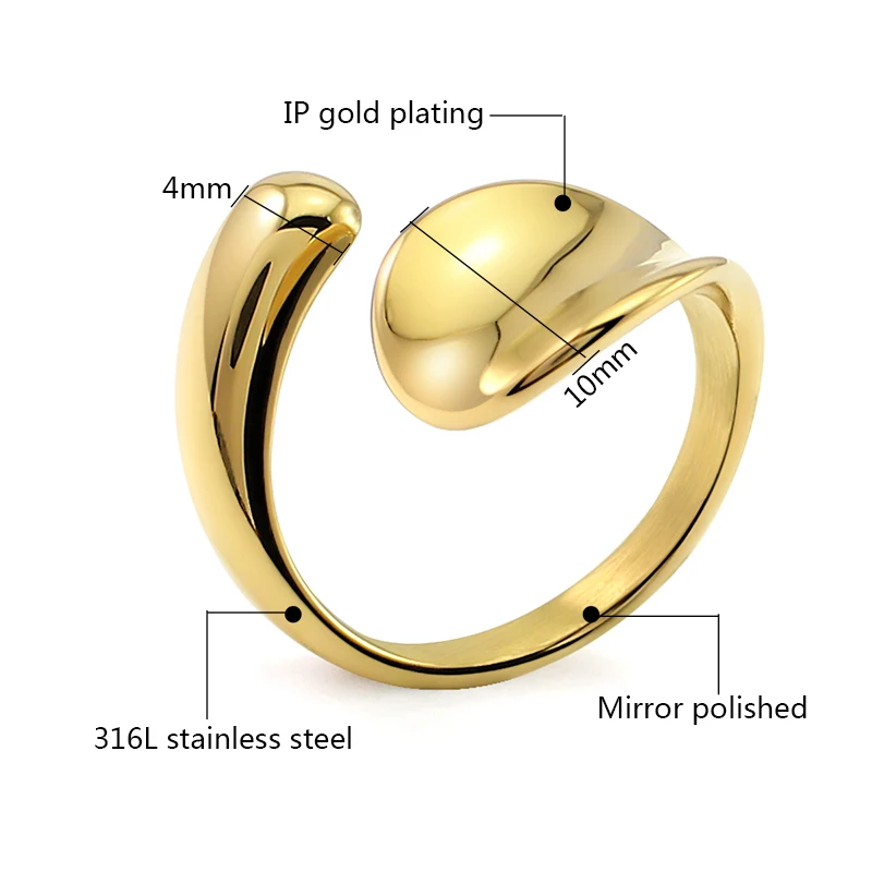 Adjustable Gold Stainless Steel Ring for Women Super Quality Silver Men's open Ring Trendy Christmas Birthday Gift 2025