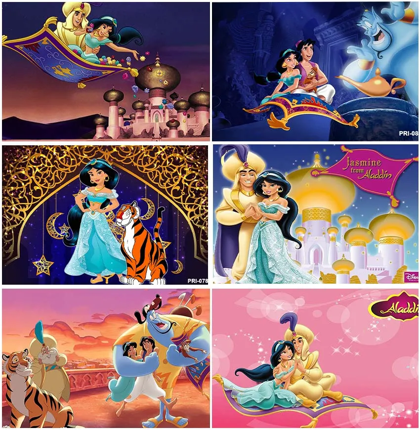 

Disney Aladdin Princess Jasmine Prince Flying Carpet Backdrops Birthday Party Newborn Castle Tiger Studio Banner Backgrounds