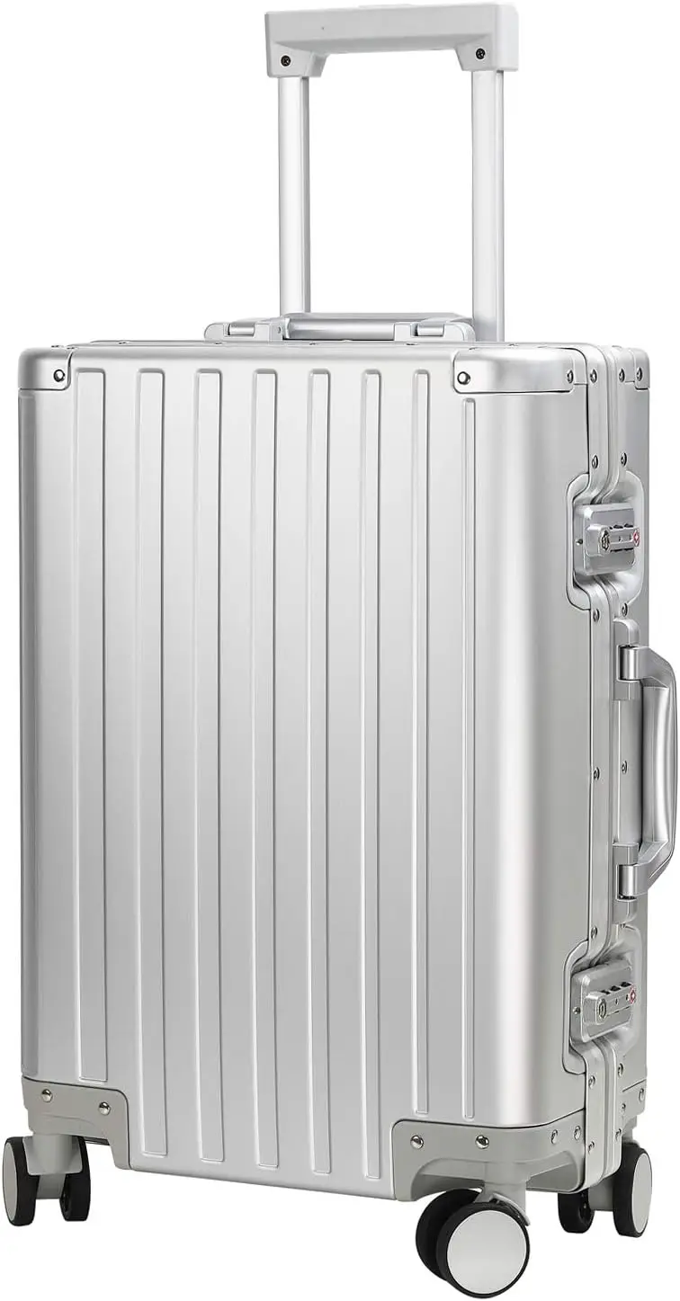 Aluninum Luggage Cabin Hardside Suitcase (Silver, 20 Inch Carry-On)