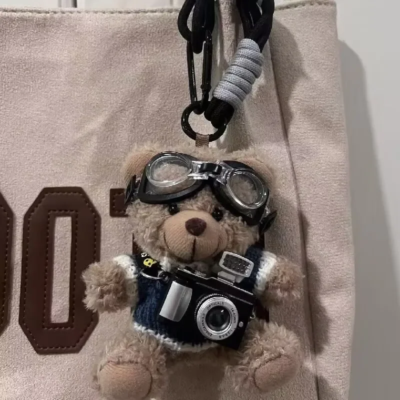 

2024 Brown Small Bear Doll Funny Keychains Creative Cartoon Small Bear Bag Pendant Keyring For Car Keys Cute Plush Keychain