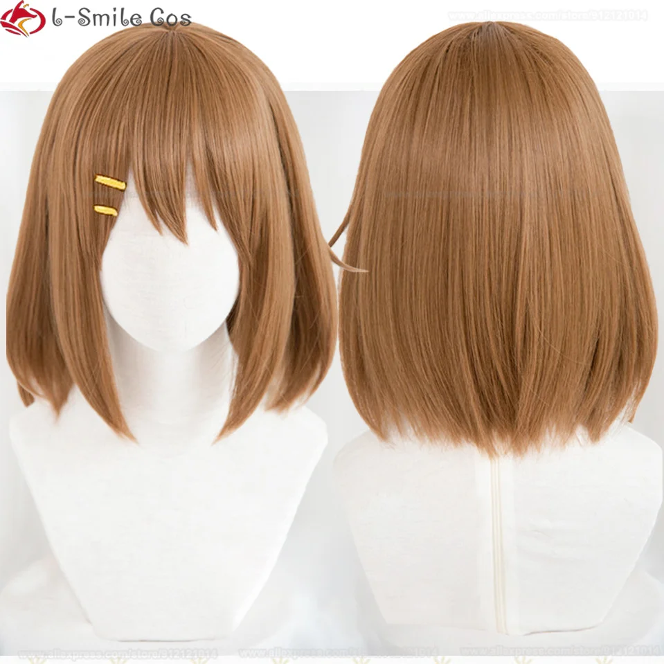 Anime ! ! Perruque de Cosplay Marron Hirasawa Yui, Cheveux Mignons avec Bonnet pour Femme