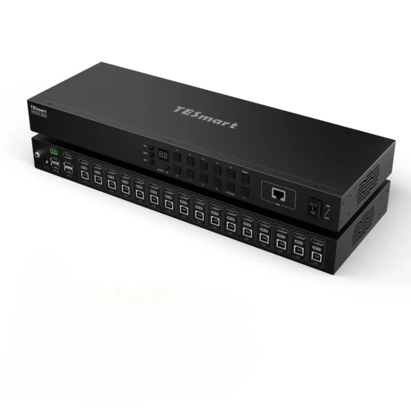 16-Port KVM Switch with 4K60HZ USB 2.0 Hot Plug Hot Key RS232 LAN Port Control 16x1 for HDMI Video Switcher in Stock