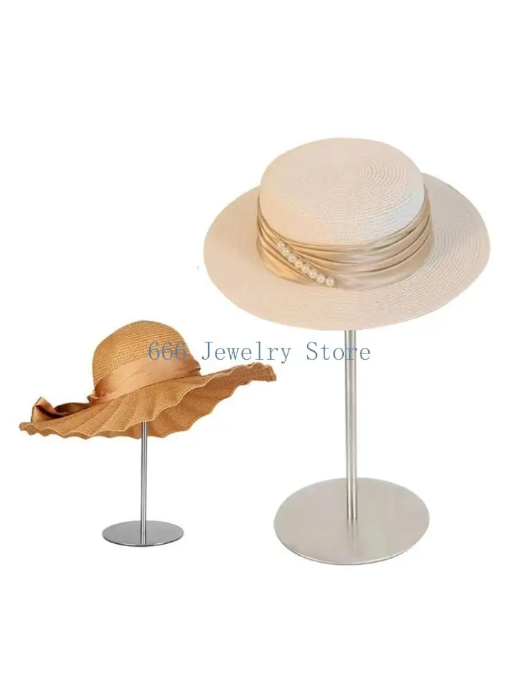 

F2TD Стеллаж для выставки товаров парика Выставочная полка из нержавеющей стали Подъемная стойка для шляп с круглым дном