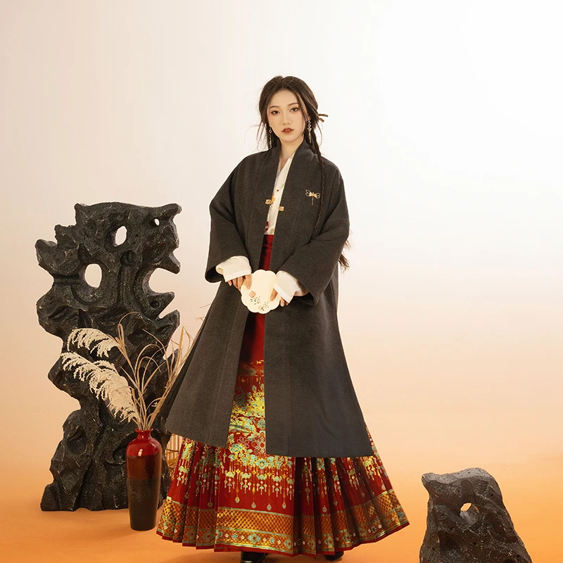 Ma Mian Skirt Hanfu MIng Dynasty Weaving Silver Gold Horse Face Skirt Daily Suit Element Original Hanfu Women Dress