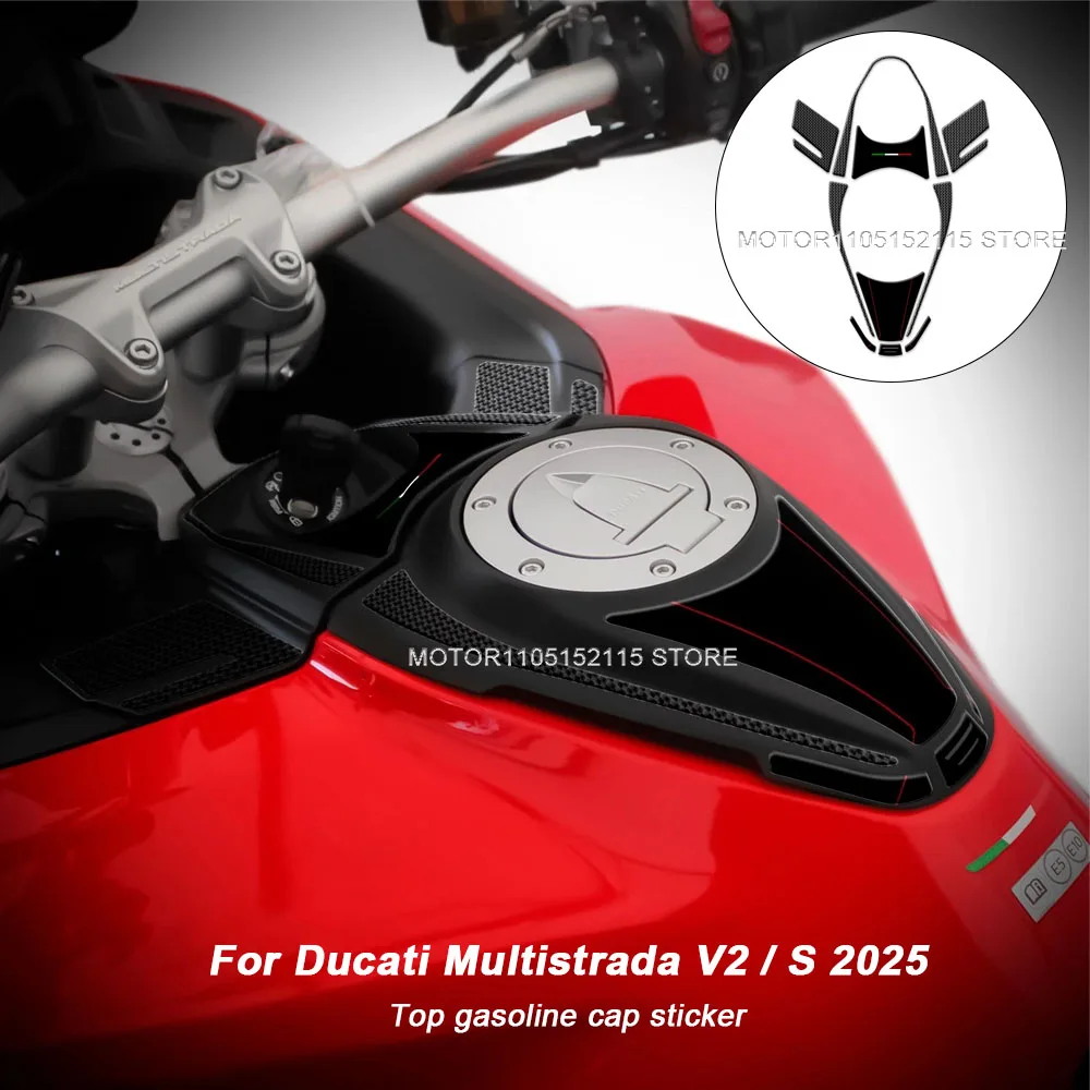 For Ducati Multistrada V2 / S 2025 Carbon Fiber Fuel Tank Cover Guard Protector Motorcycle Accessories Tank Upper Lid Decoration