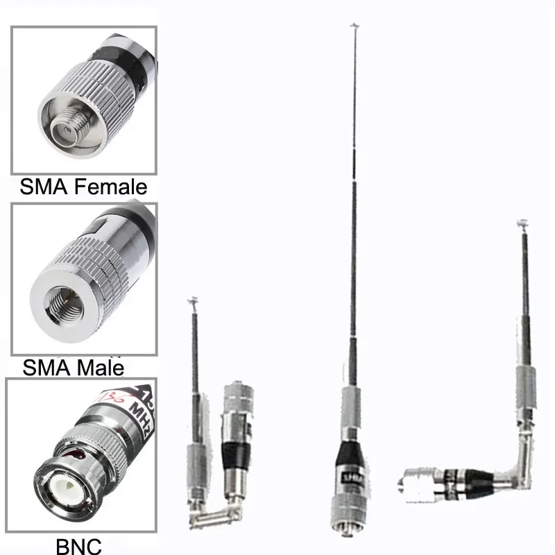 

1M Scalable 118-136MHz Whip Telescopic Antenna SMA Male/SMA Female/BNC Plug Multiple Uses for Airband Radio Receiver Aviation