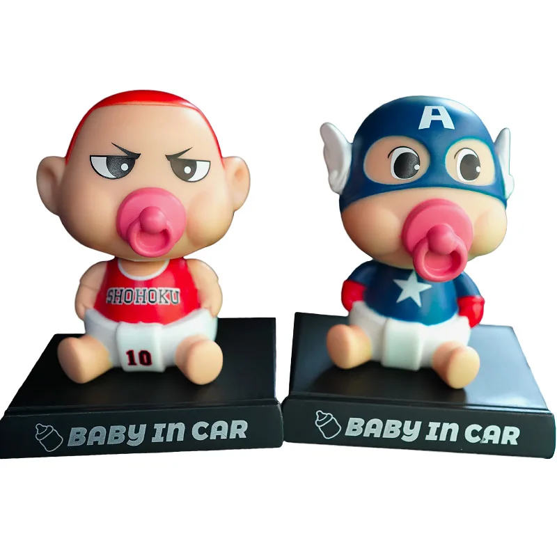 

Cartoon Sucking Nipple Car Shake Head Doll Decoration Car Dashboard Mobile Mhone Holder Car Accessories Anime Character Toy Gift