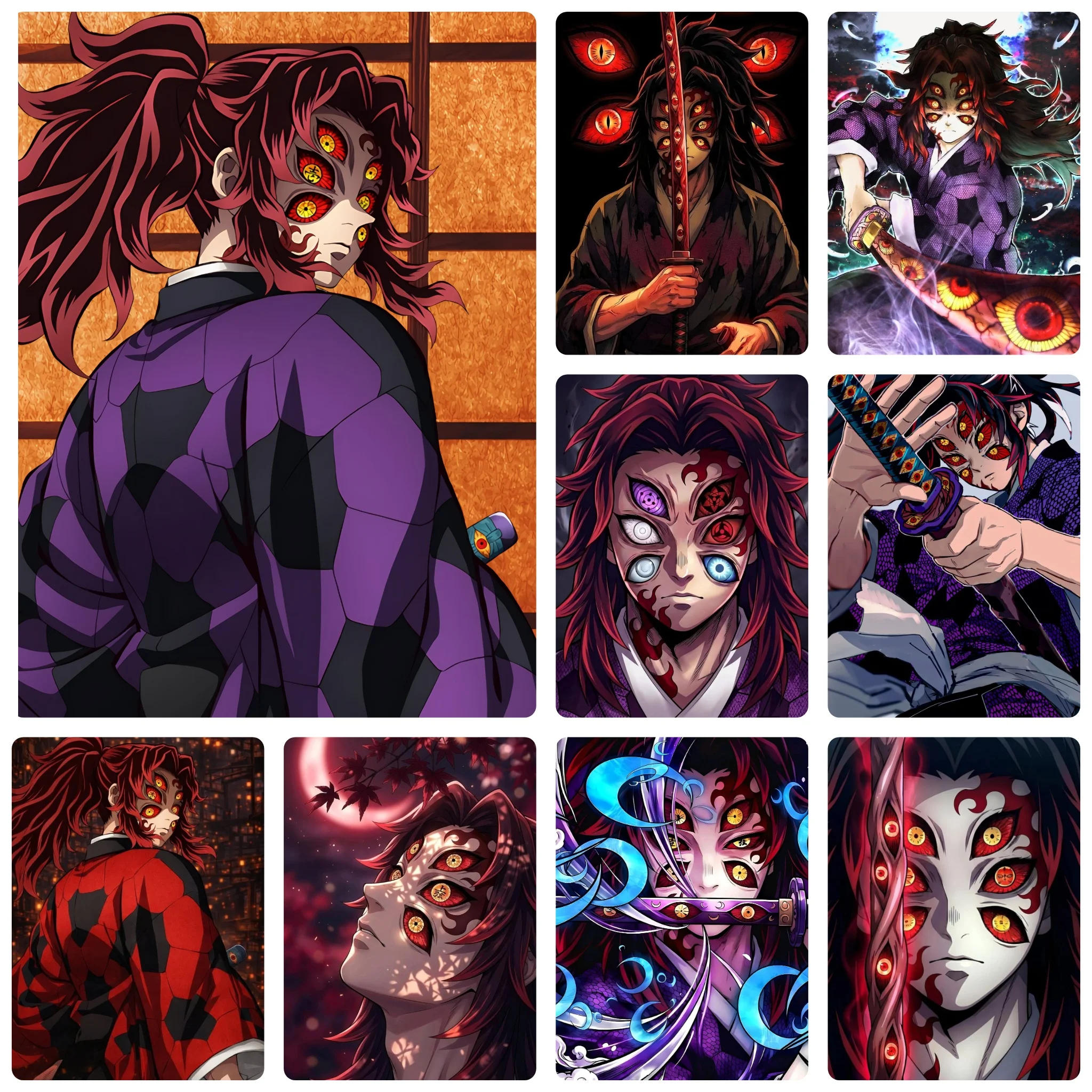 DIY Dark Anime Demon Diamond Painting, Striking Kokushibo Portrait With Kimono for Living Room Decor & Gift
