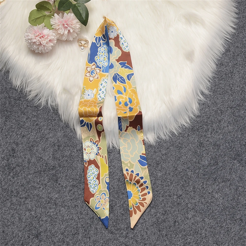 Fashion Summer Scarf 2024 Brand Design Women Skinny Bag Scarves Hair Band Neck Silk Scarf Ladies Foulard Neckerchief Headband