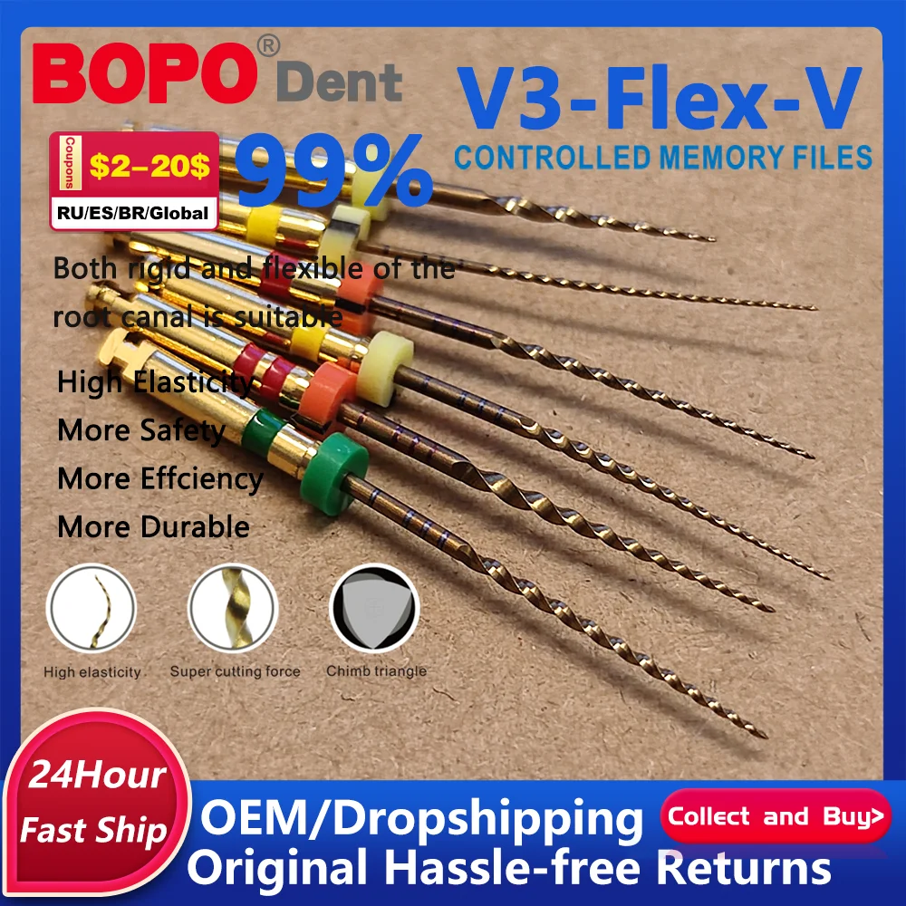

6Pcs/box Dental Engine Use Root Canal Treatment 20#25#30#35#40# Files 21mm/25mm/31mm Super Rotary Files Dentist Shaping Tools