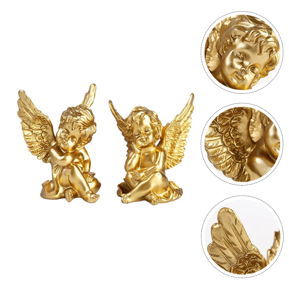 

2Pcs Resin Angel Craft Decoration Elegant Desktop Ornament Home Statue Adornment Photography Prop Resin Figurine